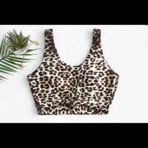 ZAFUL Animal Print Knotted Tankini Swimsuit